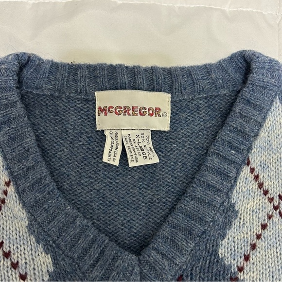 Vintage 90s chunking it Argyle McGregor sweater size XL - Picture 2 of 3